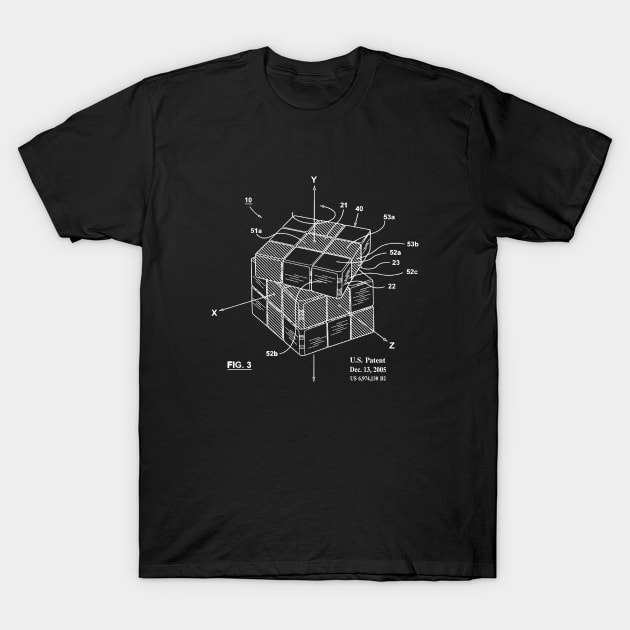 Rubiks Cube Puzzle Game Patent Print T-Shirt by MadebyDesign